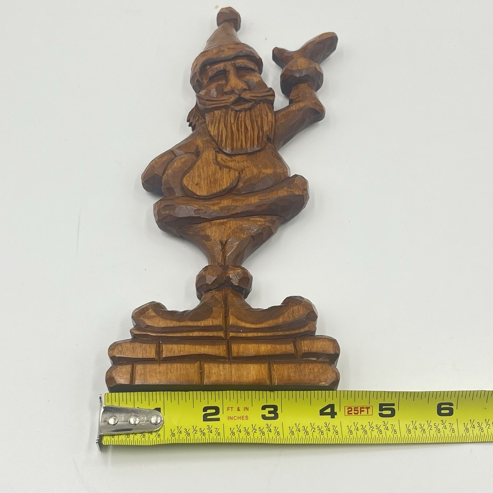 Hand Carved Wooden Waving Santa Folk Art - Picture 6 of 6